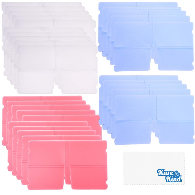 Kare Kind Kare & Kind 30x Facial Mask Storage Clip Folder - Reusable Cover Holder - Portable Mask Organizer to Protect and Store Disposable Masks Neatly - For Home Office Travel - Pink/Blue/Transparent - Image 1